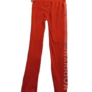 Women’s Plus Size Red Knit Leggings Warrior Graphic Stretch Pants Size 2X/3X